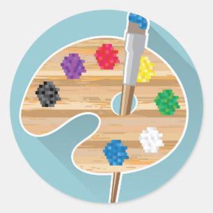 Pixelkunst Vector kunst Artiesten Palet Ronde Sticker