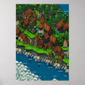 Pixelkunst, Viking-rivier | AI Art. Poster (Voorkant)