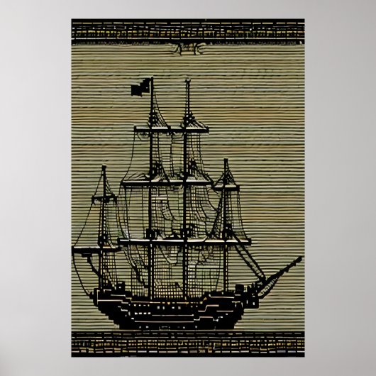 Pixelkunst, zeilboot op het zee | AI Art. Poster (Voorkant)