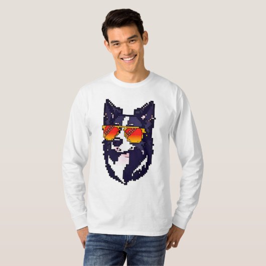 Pixelrandcollie T-shirt (Voorkant volledig)