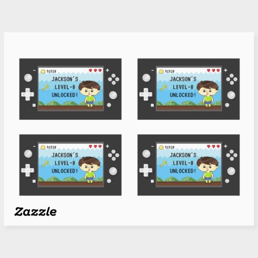 Pixels Arcade Video Game Controller Kids Birthday Rechthoekige Sticker (Vel)