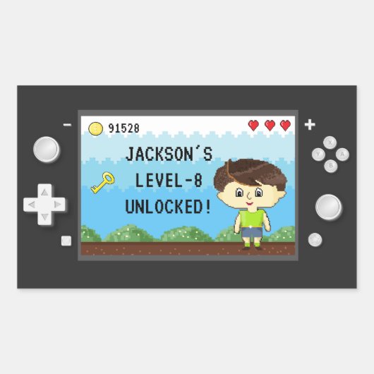 Pixels Arcade Video Game Controller Kids Birthday Rechthoekige Sticker (Voorkant)