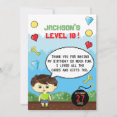 Pixels Arcadespel Level Omhoog Kids Verjaardag Bedankkaart (Voorkant)