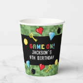 Pixels bereiken gameniveau op kinderen van zaterda papieren bekers (Achterkant)