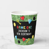 Pixels bereiken gameniveau op kinderen van zaterda papieren bekers (Voorkant)