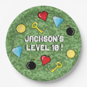 Pixels bereiken gameniveau op kinderen van zaterda papieren bordje (Voorkant)