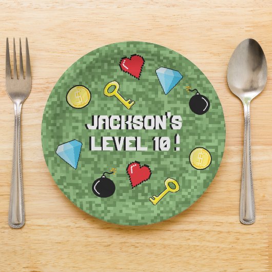 Pixels bereiken gameniveau op kinderen van zaterda papieren bordje