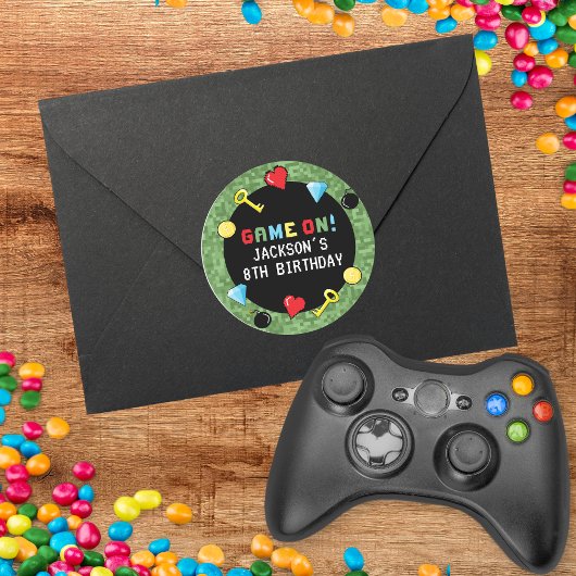 Pixels bereiken gameniveau op kinderen van zaterda ronde sticker