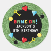 Pixels bereiken gameniveau op kinderen van zaterda ronde sticker (Voorkant)