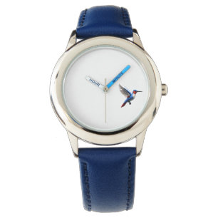 Pixels Blue Hummingbird Horloge