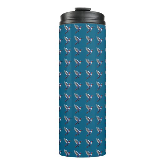 Pixels Blue Hummingbird Thermosbeker (Voorkant)