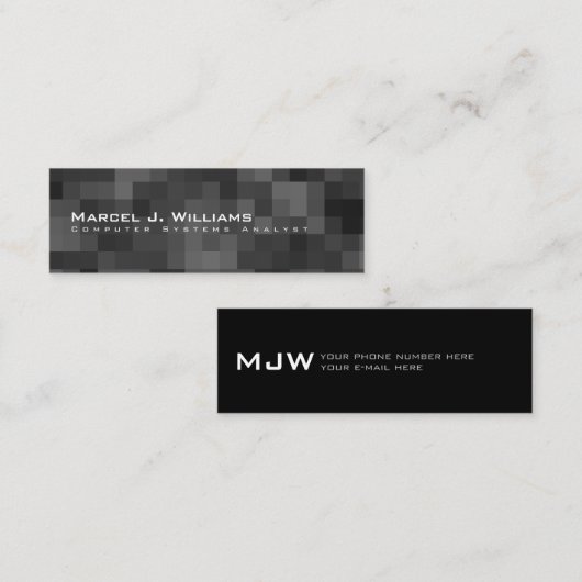 Pixels minimalistisch modern professioneel boek. mini visitekaartje (Voorkant / Achterkant)