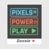 Pixels Power Play – Custom-Cut Vinyl Gamer Sticker (Vel)