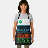 Pixels Power Play Gamer Apron – Fun Gaming Style Schort (Insitu)