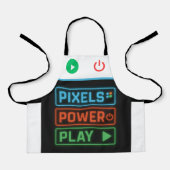 Pixels Power Play Gamer Apron – Fun Gaming Style Schort (Voorkant)