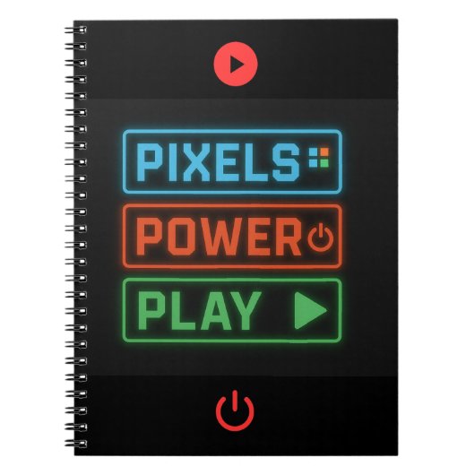 Pixels Power Play Gamer Notitieboek – Level Up! (Voorkant)