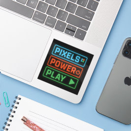 Pixels Power Play – op maat gesneden vinyl gamer s Sticker