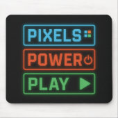 Pixels Power Play – Retro Gamer Mousepad Design Muismat (Voorkant)