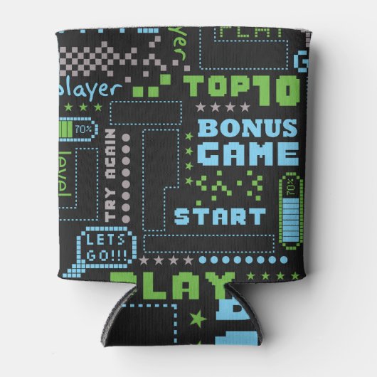 Pixelspelstijl: abstract naadloos patroon blikjeskoeler (Voorkant)