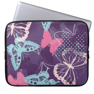 Pixelte graffiti butterflies in een  kleur p laptop sleeve