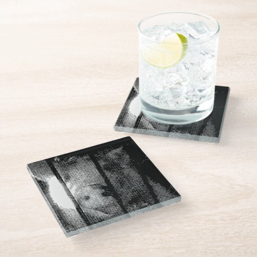 pixelvarken glazen onderzetter (Schuin)