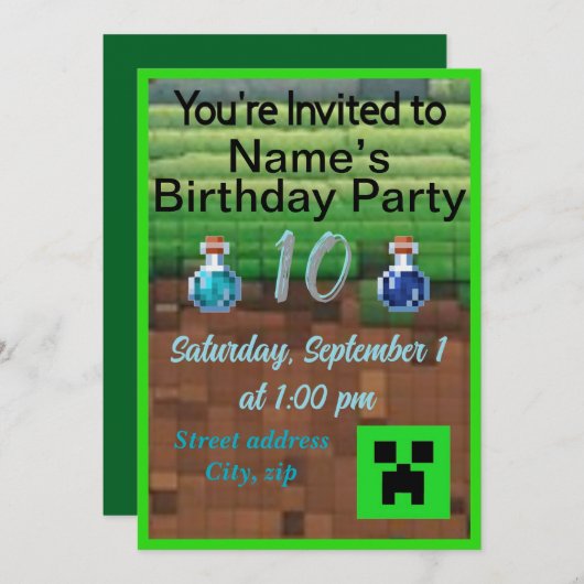 Pixelverjaardag Kaart (Voorkant / Achterkant)