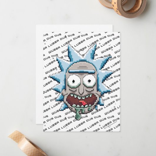 Pixelverse Rick Drooling Head Notitiekaartje (Voorkant / Achterkant in situ)