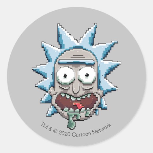 Pixelverse Rick Drooling Head Ronde Sticker (Voorkant)