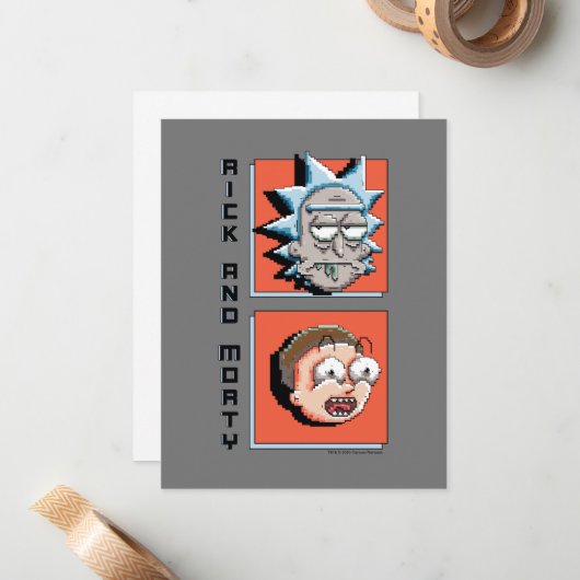 Pixelverse Rick en Morty Panel Graphic Notitiekaartje (Voorkant / Achterkant in situ)