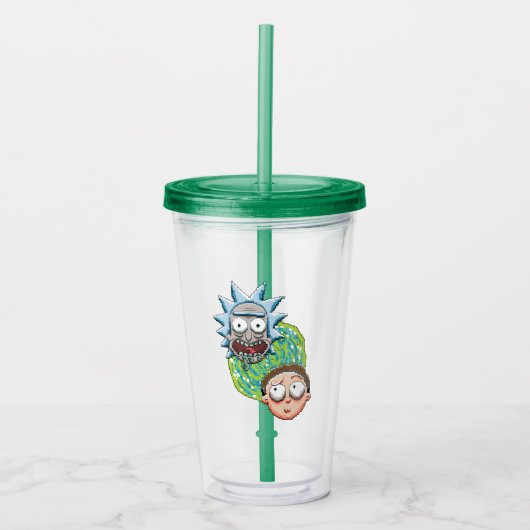 Pixelverse Rick en Morty Portal Grafisch Acryl Drinkbeker (Voorkant)