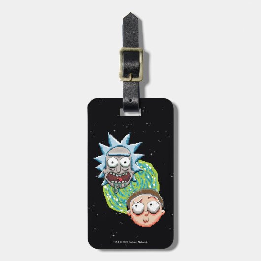 Pixelverse Rick en Morty Portal Grafisch Bagagelabel (Voorkant verticaal)