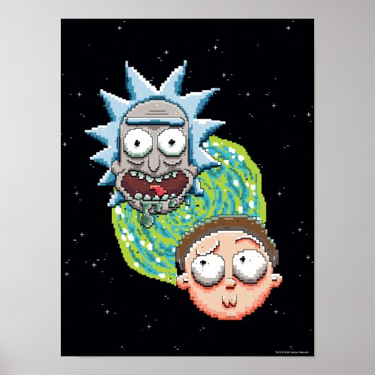 Pixelverse Rick en Morty Portal Grafisch Poster (Voorkant)