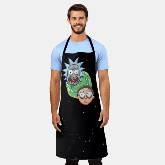 Pixelverse Rick en Morty Portal Grafisch Schort (Gedragen)