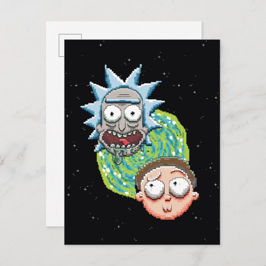 Pixelverse Rick en Morty Portal Grafisch Uitnodiging Briefkaart (Voorkant / Achterkant)