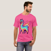 Pixelvormige neonlama t-shirt (Voorkant volledig)