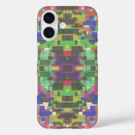 Pixelvormige patronen voorbij de kleuren van de re iPhone 16 hoesje