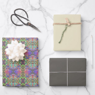 Pixelvormige patronen voorbij de kleuren van de re inpakpapier vel
