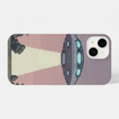 pixelvormige ufo iPhone hoesje (Achterkant horizontaal)