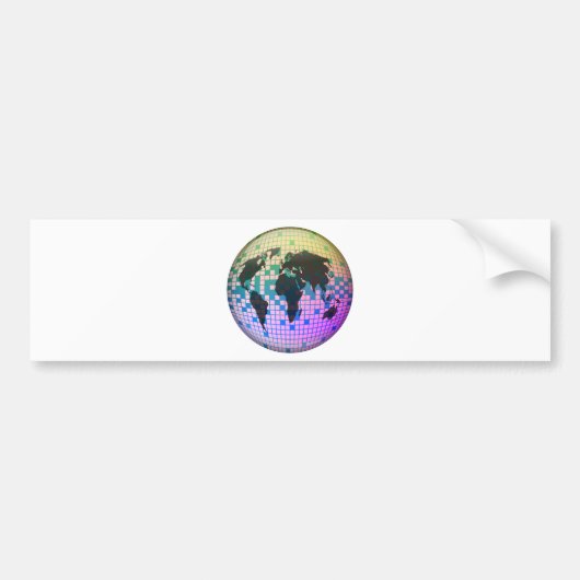 PixelWereldbol Bumpersticker (Voorkant)