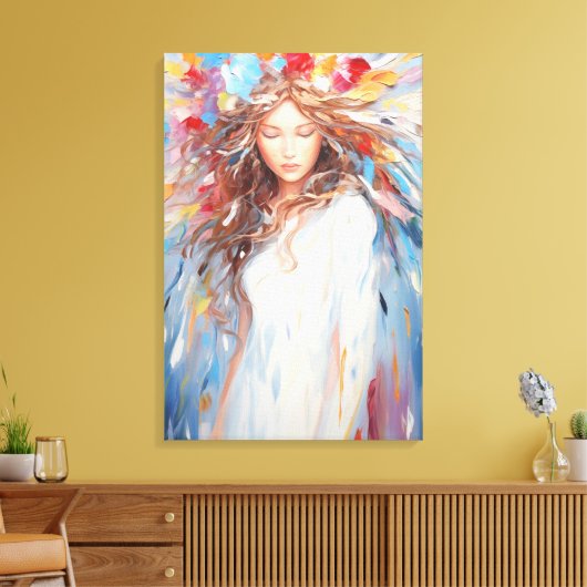 Pixerstick Sticker Abstracte Vibrant Angel Canvas Afdruk (Insitu (Woonkamer))