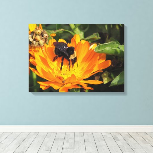 Pixerstick Sticker - Calendula en bij Canvas Afdruk (Insitu (Houten vloer))