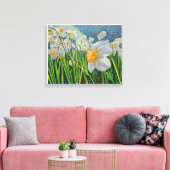 Pixerstick Sticker - Dansende Daffodils Canvas Afdruk (Insitu (Woonkamer))