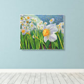 Pixerstick Sticker - Dansende Daffodils Canvas Afdruk (Insitu (Houten vloer))