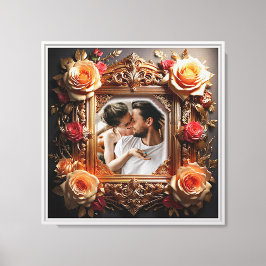 Pixerstick Sticker Foto Lijst met  Rozen Canvas Afdruk