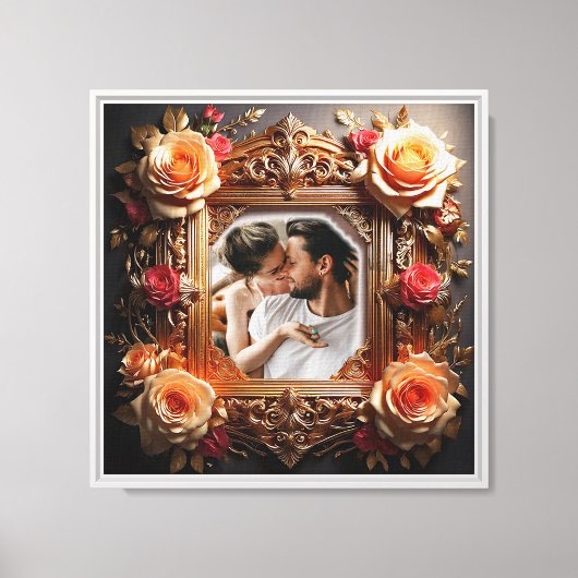Pixerstick Sticker Foto Lijst met  Rozen Canvas Afdruk