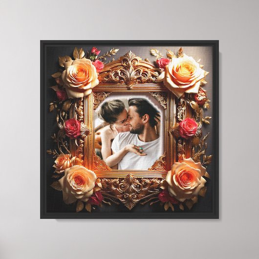 Pixerstick Sticker Foto Lijst met  Rozen Canvas Afdruk