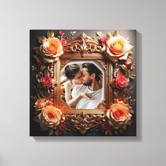 Pixerstick Sticker Foto Lijst met Rozen Canvas Afdruk (Voorkant)