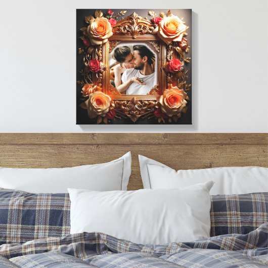 Pixerstick Sticker Foto Lijst met  Rozen Canvas Afdruk (Insitu (Slaapkamer))