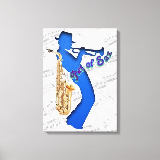 Pixerstick Sticker Kunst van saxofonist Canvas Afdruk (Voorkant)