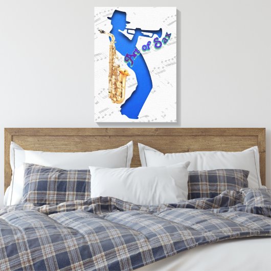 Pixerstick Sticker Kunst van saxofonist Canvas Afdruk (Insitu (Slaapkamer))